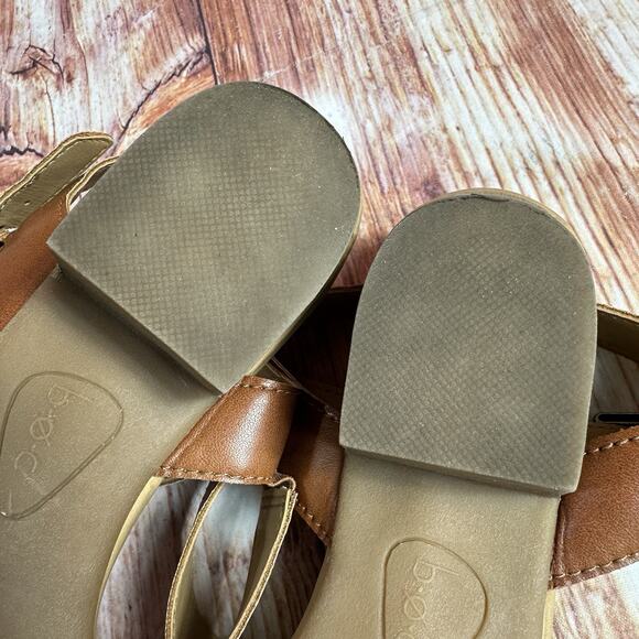 BOC Block Low Heel Sandal Womens Size 8 Brown Leather Ankle Strap Open Toe Shoes - Picture 9 of 10